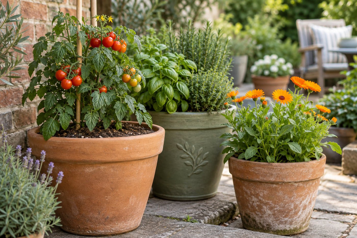 Container gardening — illustrative growing scene
