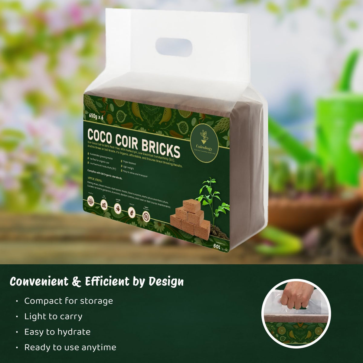 COCO COIR BRICKS (650g x 6) bag / 60L