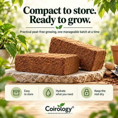 Coirology compact coir storage: hydrate what you need and keep the rest dry