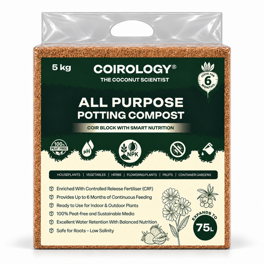 Coirology compost 5kg front packshot with clearly defined carry handle