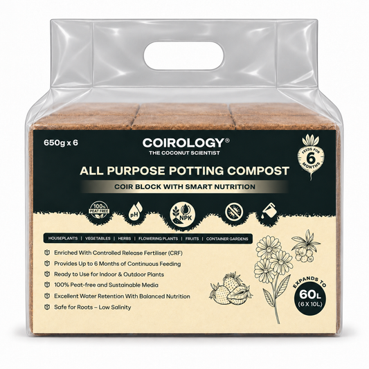 Coirology compost six front packshot with clearly defined carry handle