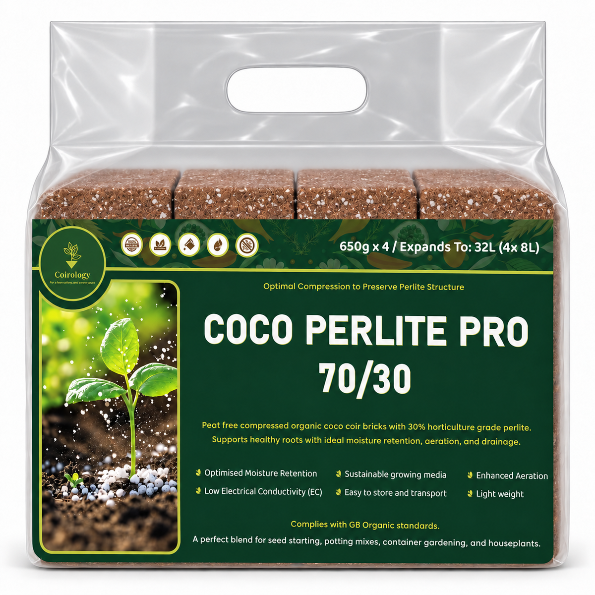 Coirology perlite pro front packshot with clearly defined carry handle