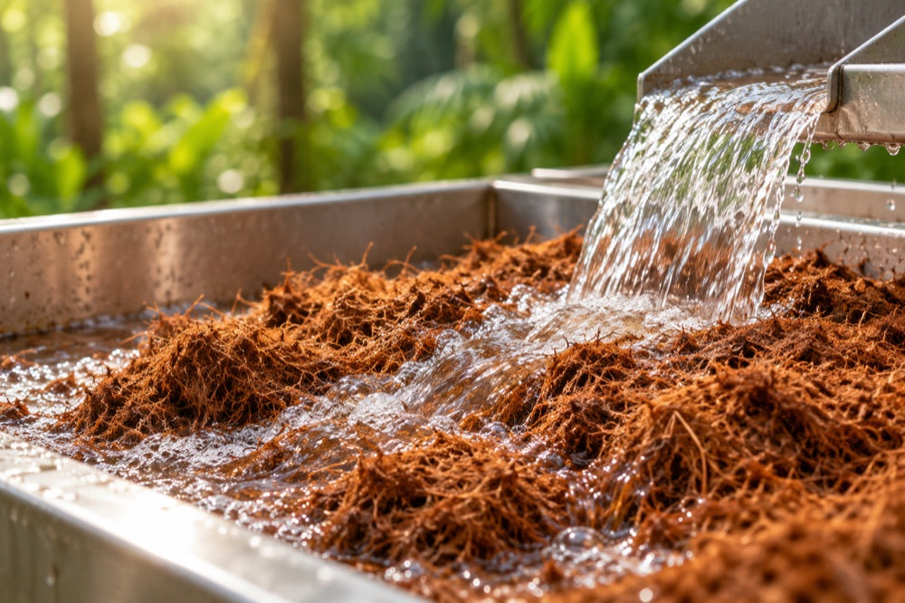 Illustration of coir washing