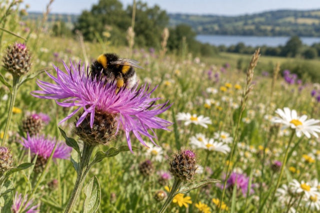 Pollinator visiting flowering vegetation